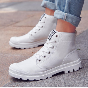 Shoes Men Boots Canvas Leisure High Top Ankle Boots Male Flat Footwear Martin Boots Casual Spring Autumn Winter Warm Fur Plush