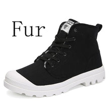 Load image into Gallery viewer, Shoes Men Boots Canvas Leisure High Top Ankle Boots Male Flat Footwear Martin Boots Casual Spring Autumn Winter Warm Fur Plush