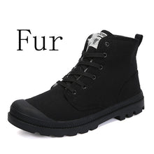 Load image into Gallery viewer, Shoes Men Boots Canvas Leisure High Top Ankle Boots Male Flat Footwear Martin Boots Casual Spring Autumn Winter Warm Fur Plush